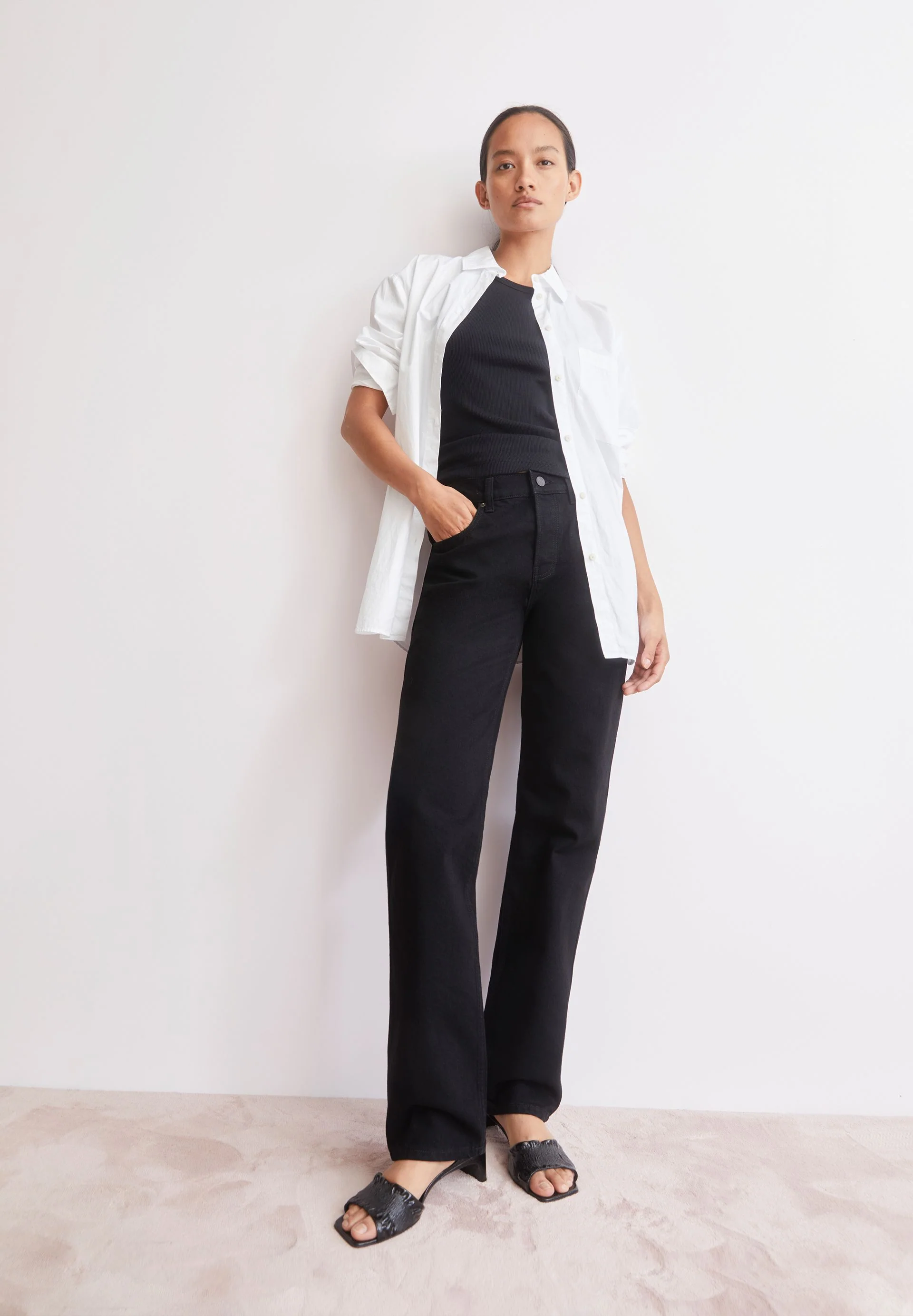 AAVELINE MID WAIST STRAIGHT JEANS | bondone - Image 4