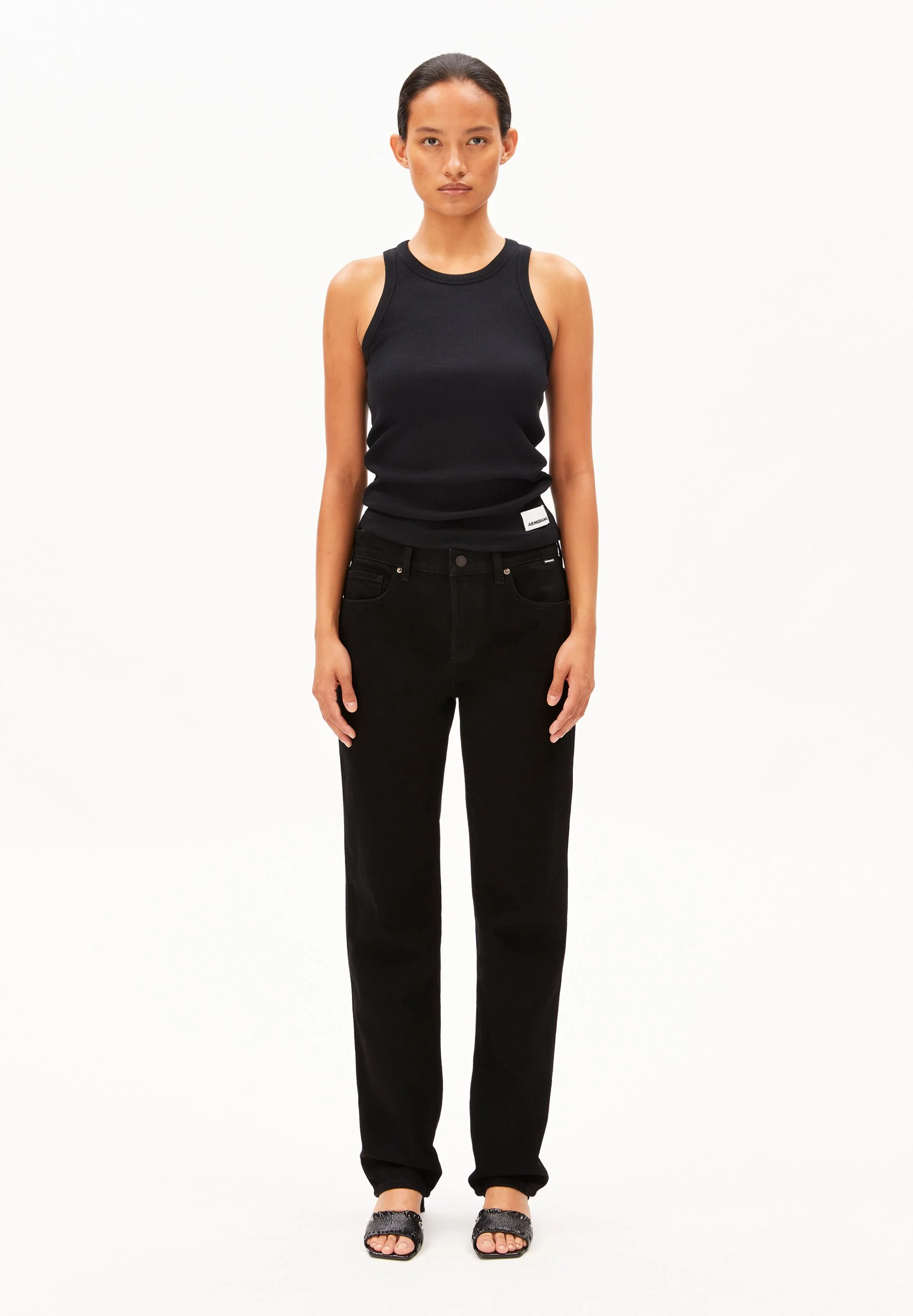 AAVELINE MID WAIST STRAIGHT JEANS | bondone - Image 5