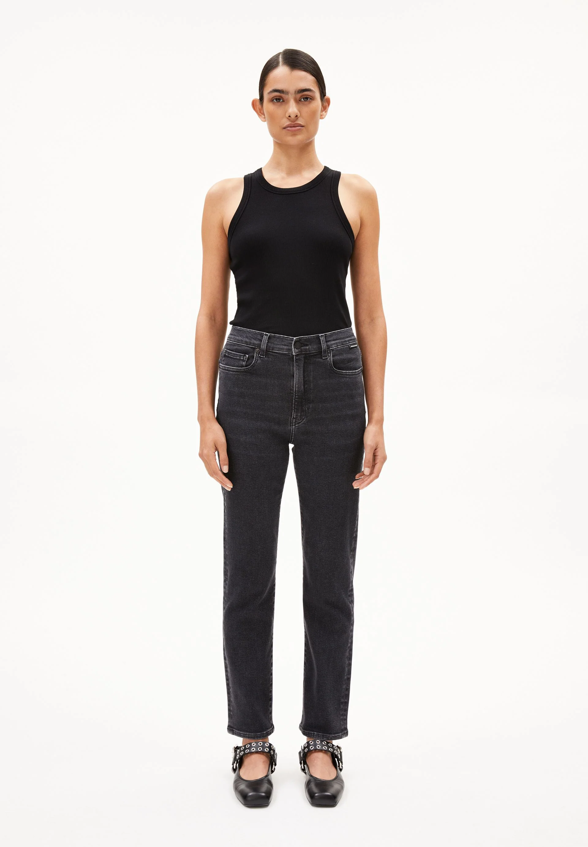 LEJAANI HIGH WAIST SLIM JEANS | blackish - Image 5