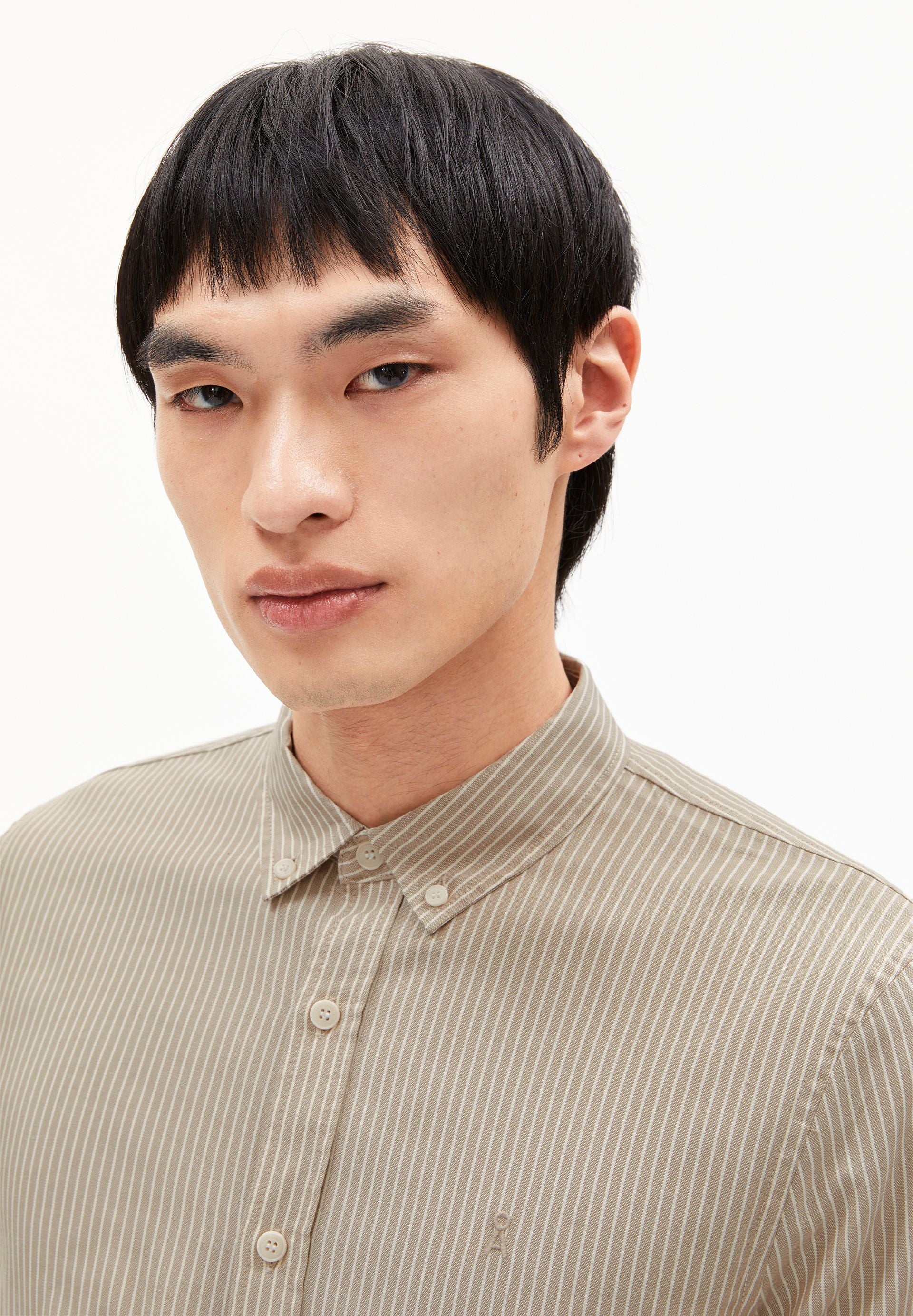 QUAASA GESTREIFTES LANGARMHEMD | light sage-oatmilk - Image 3