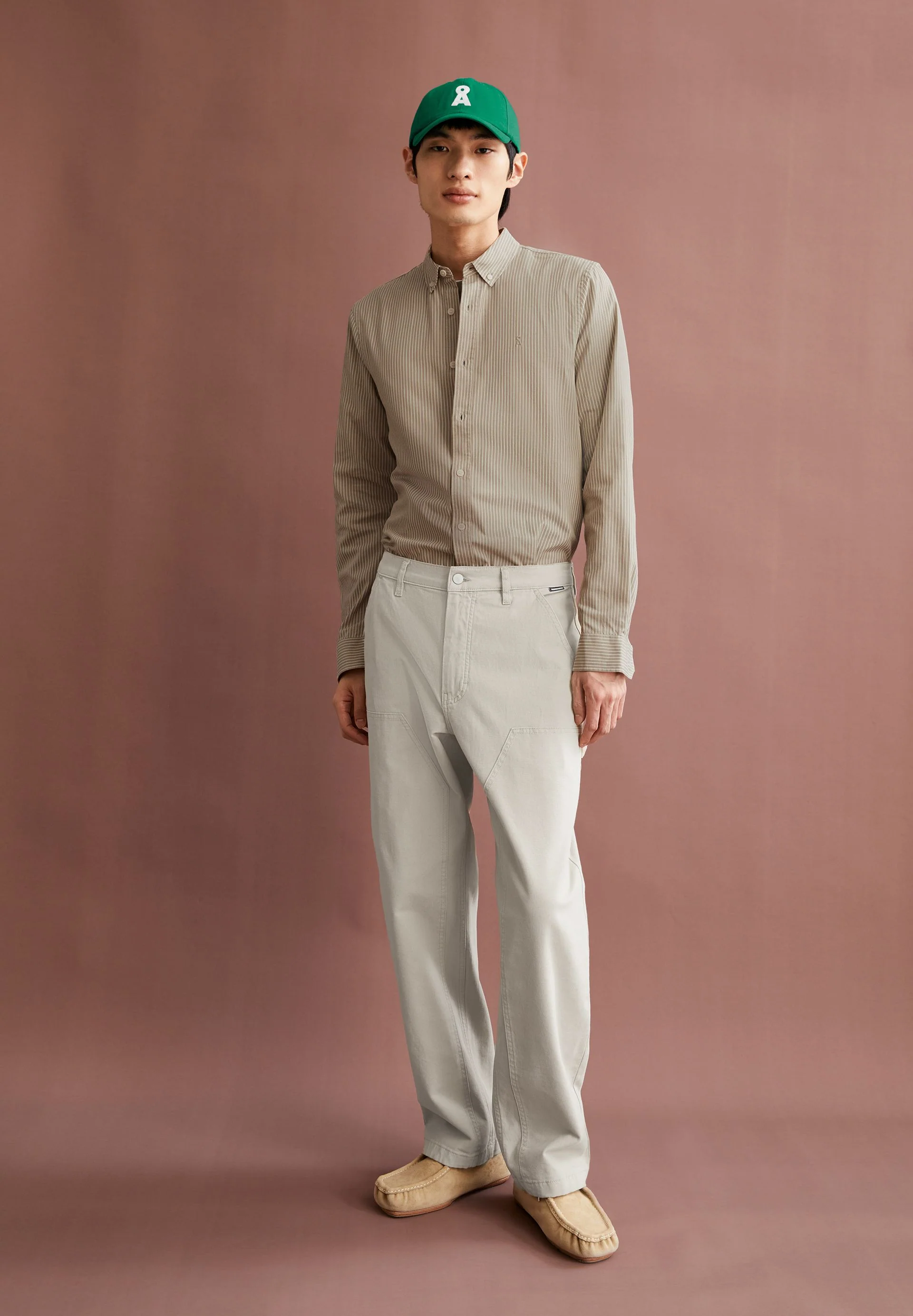 QUAASA GESTREIFTES LANGARMHEMD | light sage-oatmilk - Image 4