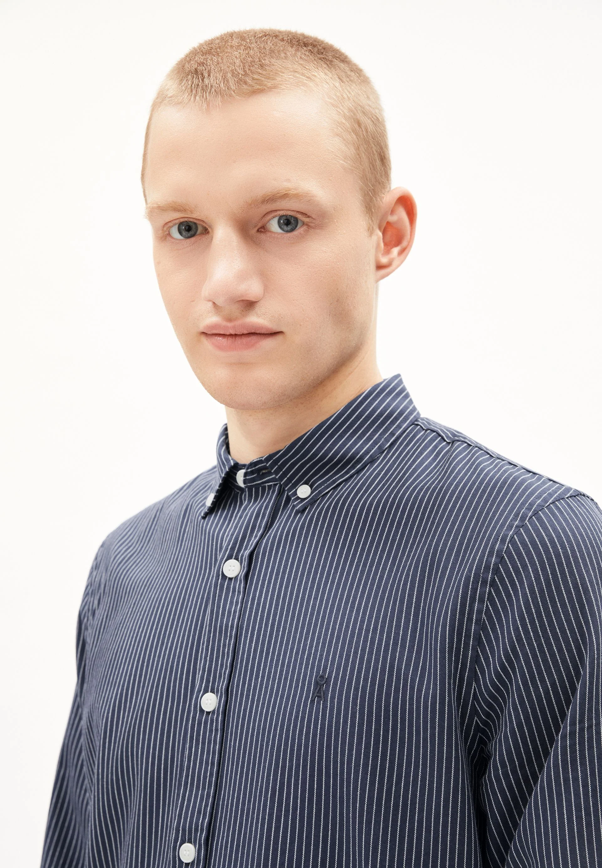 QUAASA STRIPES LANGARMHEMD | night sky-white - Image 3