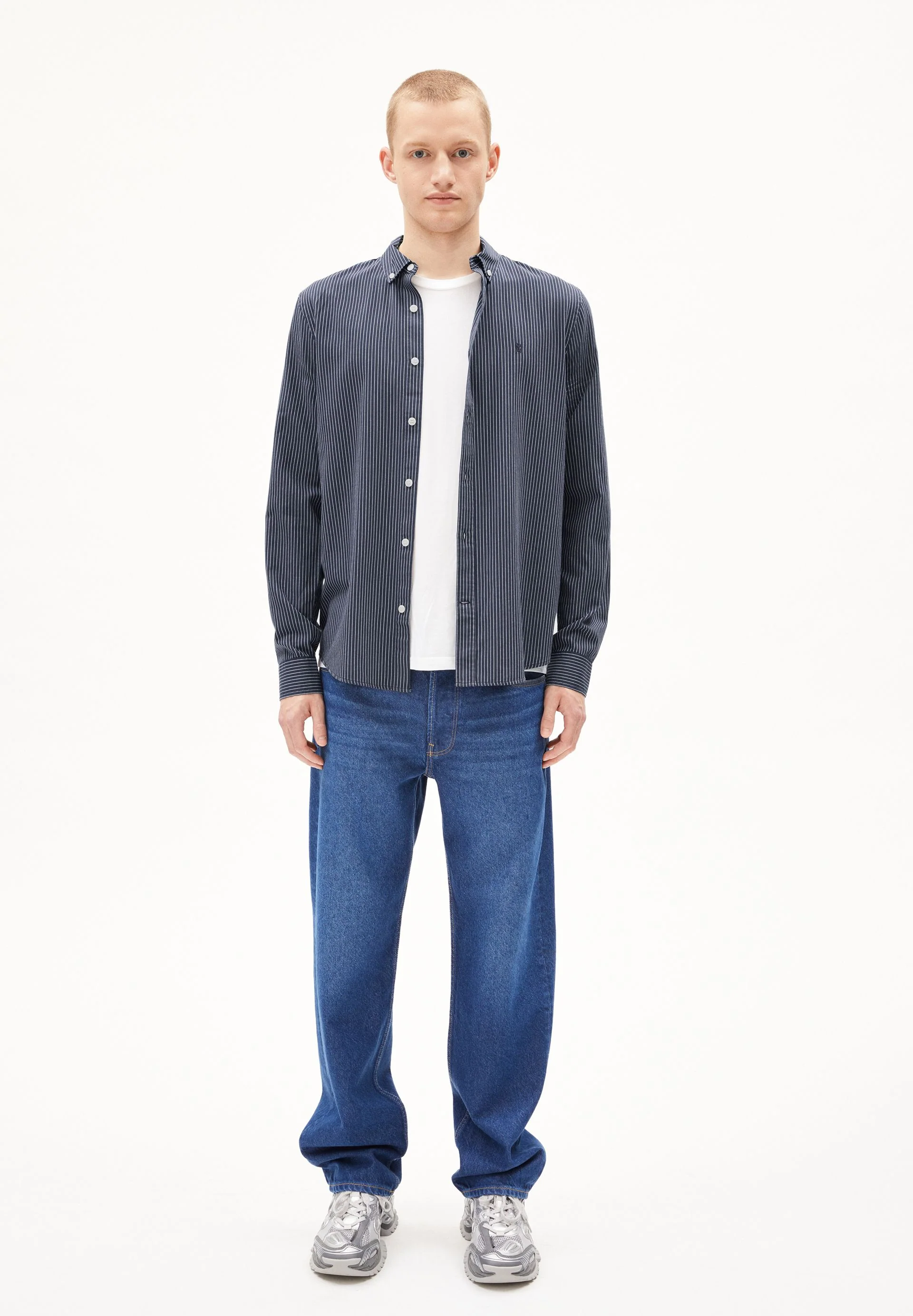 QUAASA STRIPES LANGARMHEMD | night sky-white - Image 5